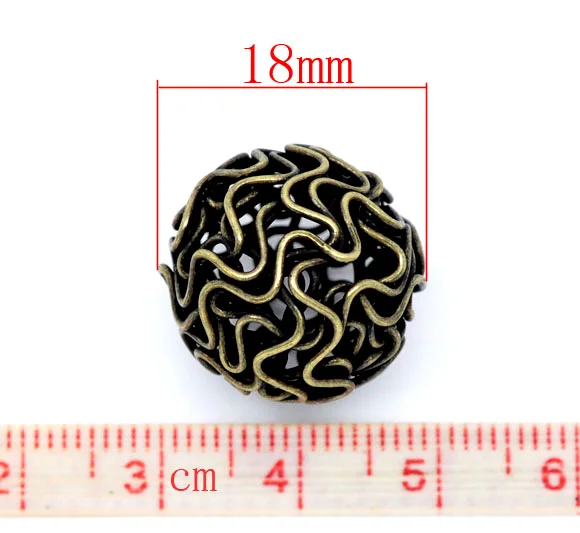 18mm Alloy Twist Wire Beads Ball Antique Bronze Color Flower Hollow Loose Spacer Ball Beads DIY Making Necklace Jewelry,2-20PCs