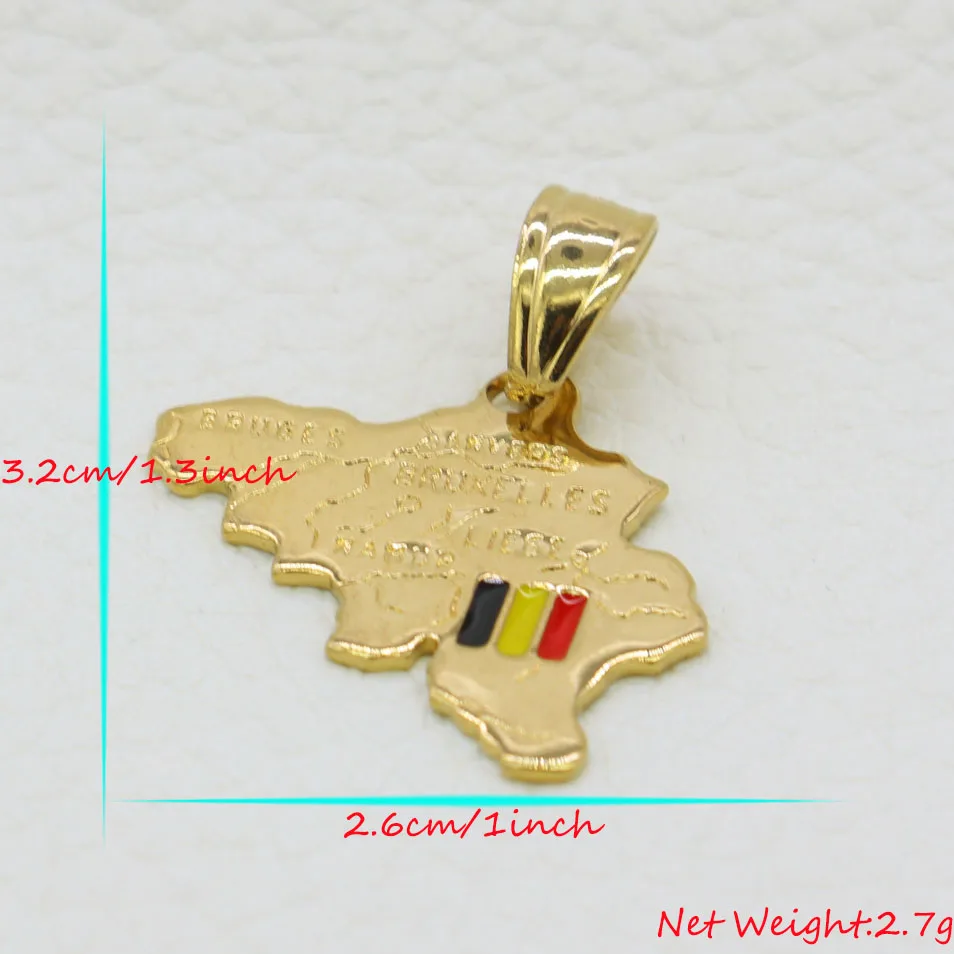 Adixyn Gold Color Belgium Map Pendant Necklace Male Elegant Jewelry Gift Copper Necklace For Men N12164