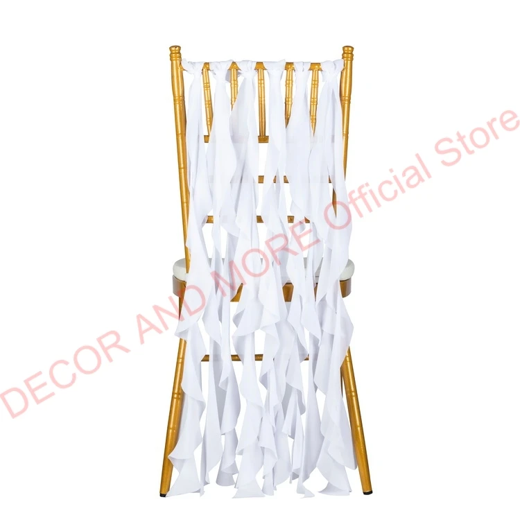 1SET Decor Solid Chiffon Chair Sashes Party Wedding Outdoor Chair Bands For Chiavari Chair Cover Blue White Pink Chair Ties