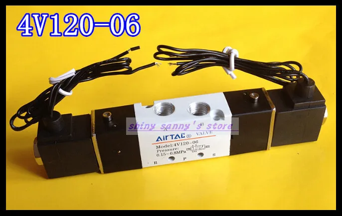 1Pcs 4V120-06 DC24V 5Ports 2Position Double Solenoid Pneumatic Air Valve 1/8