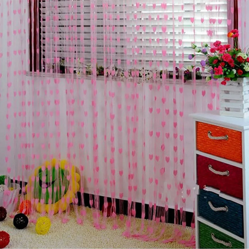 Liebe Herz Linie Schnur Vorhang Fenster Schatten Tür Teiler schiere separate Vorhang romantische Hochzeit Dekor Vorhang Home Dekoration