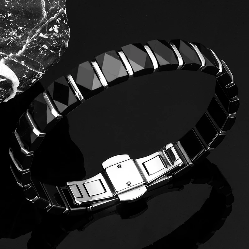 White Black Men Health Bracelets & Bangles Good Quality Stainless Steel Charm Bracelet Jewelry With Special Clasp for Man/Women