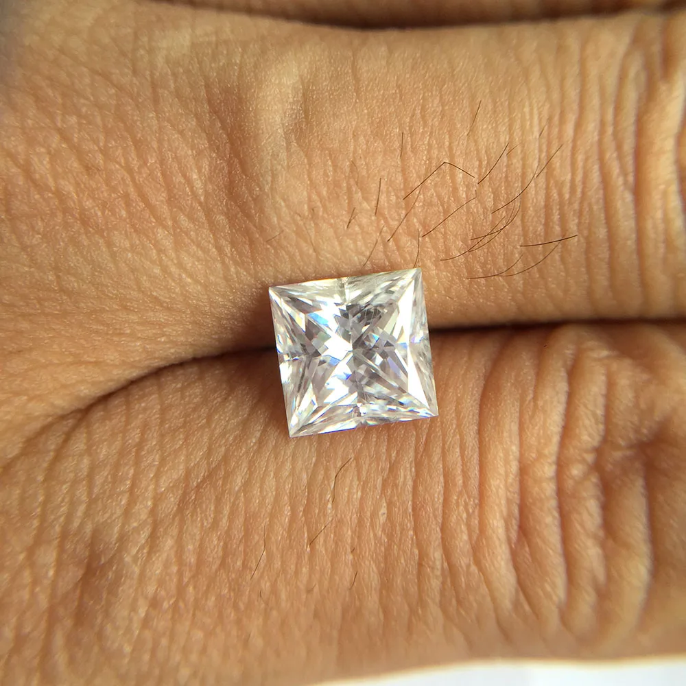 AEAW Princesa Corte Moissanite, 3 quilate, 8mm x 8mm, Cor F, Laboratório Diamante, Pedra Solta, Teste Positivo e Real Diamante