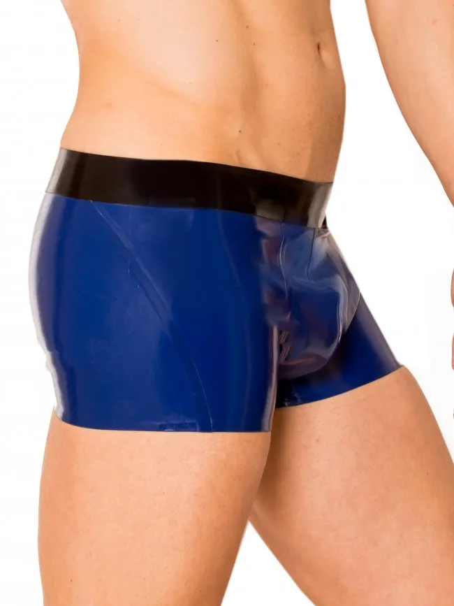 Blue with black latex Shorts Rubber Men's trousers Underwear