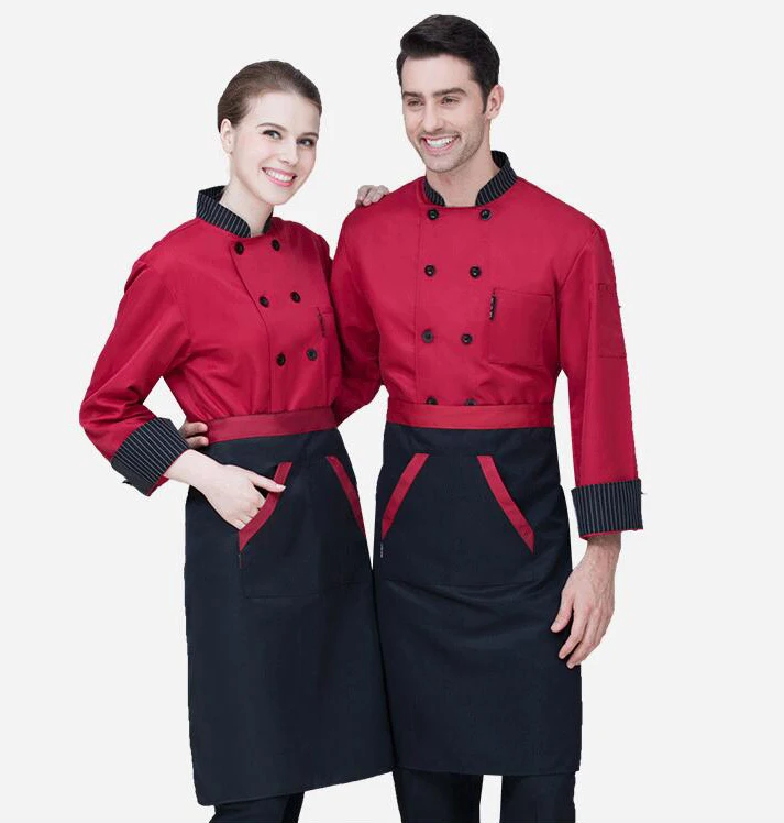 ใหม่ Chef แจ็คเก็ตโรงแรมร้านอาหารทํางาน Double-breasted Mens Kitchen Chef Uniform Cook เสื้อผ้าอาหารบริการ Frock Coats 89