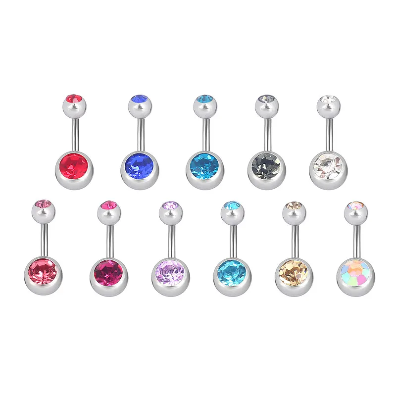 Free shippment 100pcs Body Jewelry -Double Gems Surgical Very Short Bar Navel Belly Rings Button Barbells 1.6x6x5/8mm