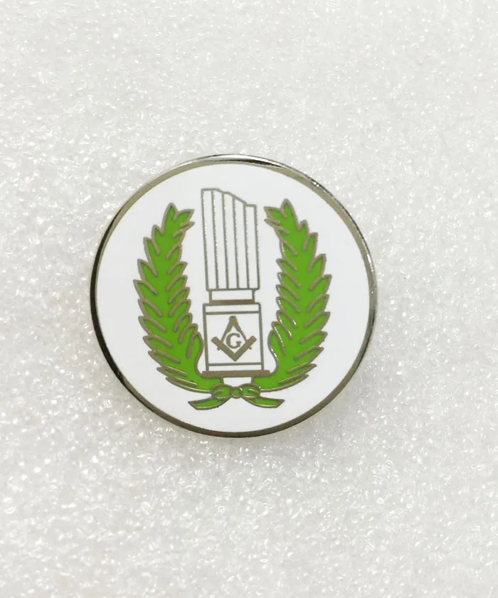 Custom Direct Factory Price 100pcs Wreathed Broken Column Green & White Lapel Pin - 1 1/4