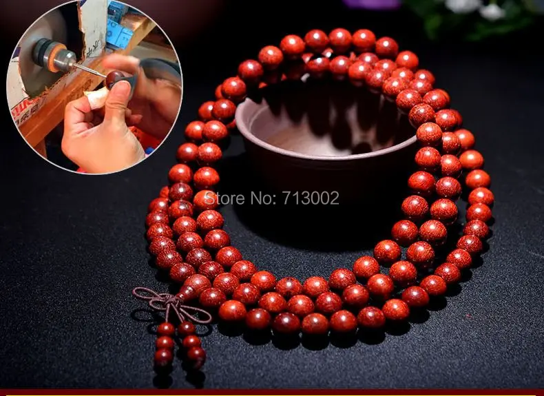 

800 years of India Venus lobular Red sandalwood 108 prayer beads bracelet -8MM