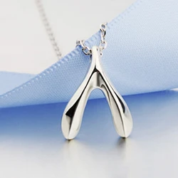 Poputton Fashion Kpop Wishbone Pendant Necklace Women Dogeared Wish Silver Plated Chain Necklace Collier Femme 2023 Jewelry