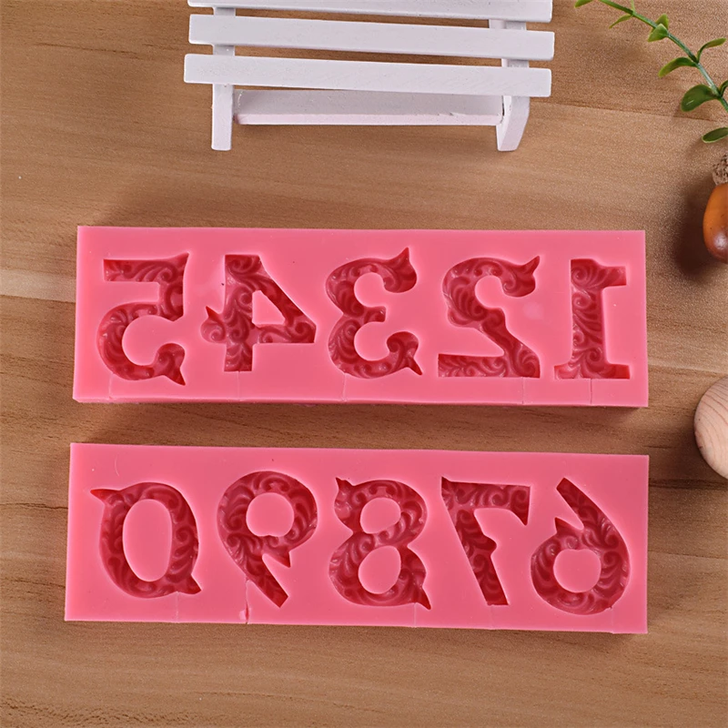 Aomily 0-9 Thread 3D Number Fondant Silicone Mold Candle Sugar Craft Tool Chocolate Cake Mould Kitchen DIY Baking Decorating