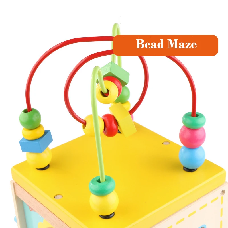 Montessori  Wooden Educational Preschool Toys Activity Cube Toys Baby Wooden Bead Maze For Toddlers Oyuncak Brinquedo Para Bebe