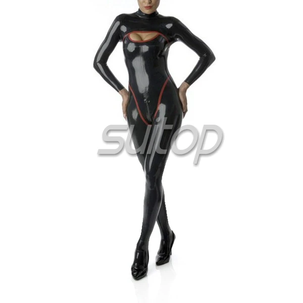 Suitop  0.6mm thicker latex uniform catsuit for women