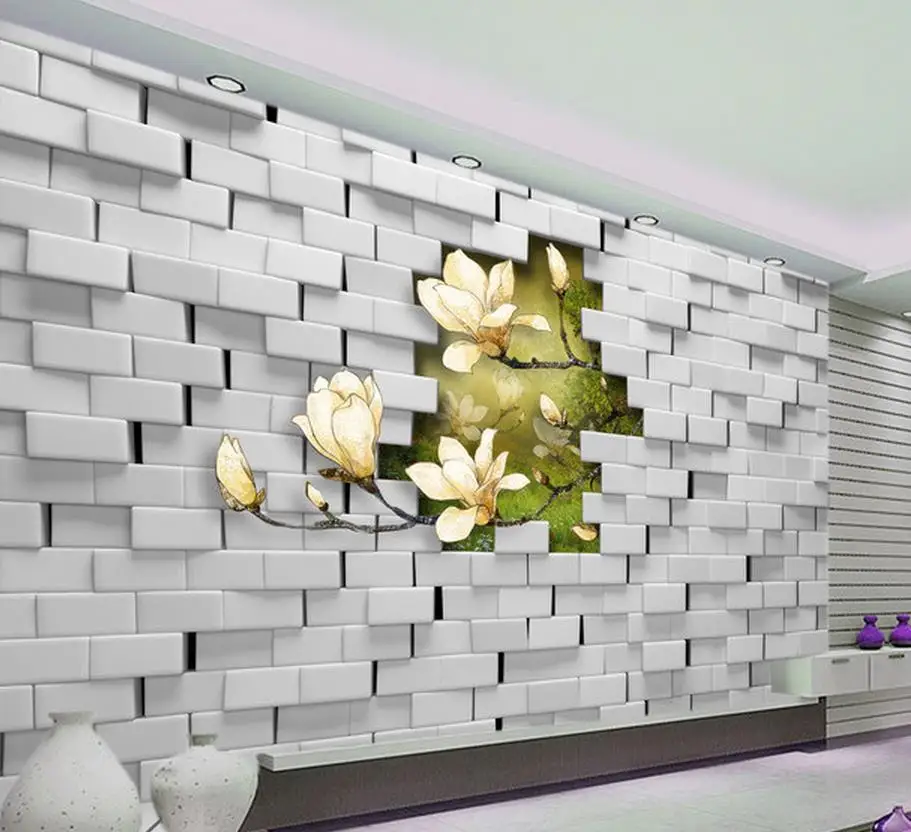 

3d customized wallpaper Home Decoration Magnolia 3D stereoscopic wall living room TV backdrop mural 3d wallpaper