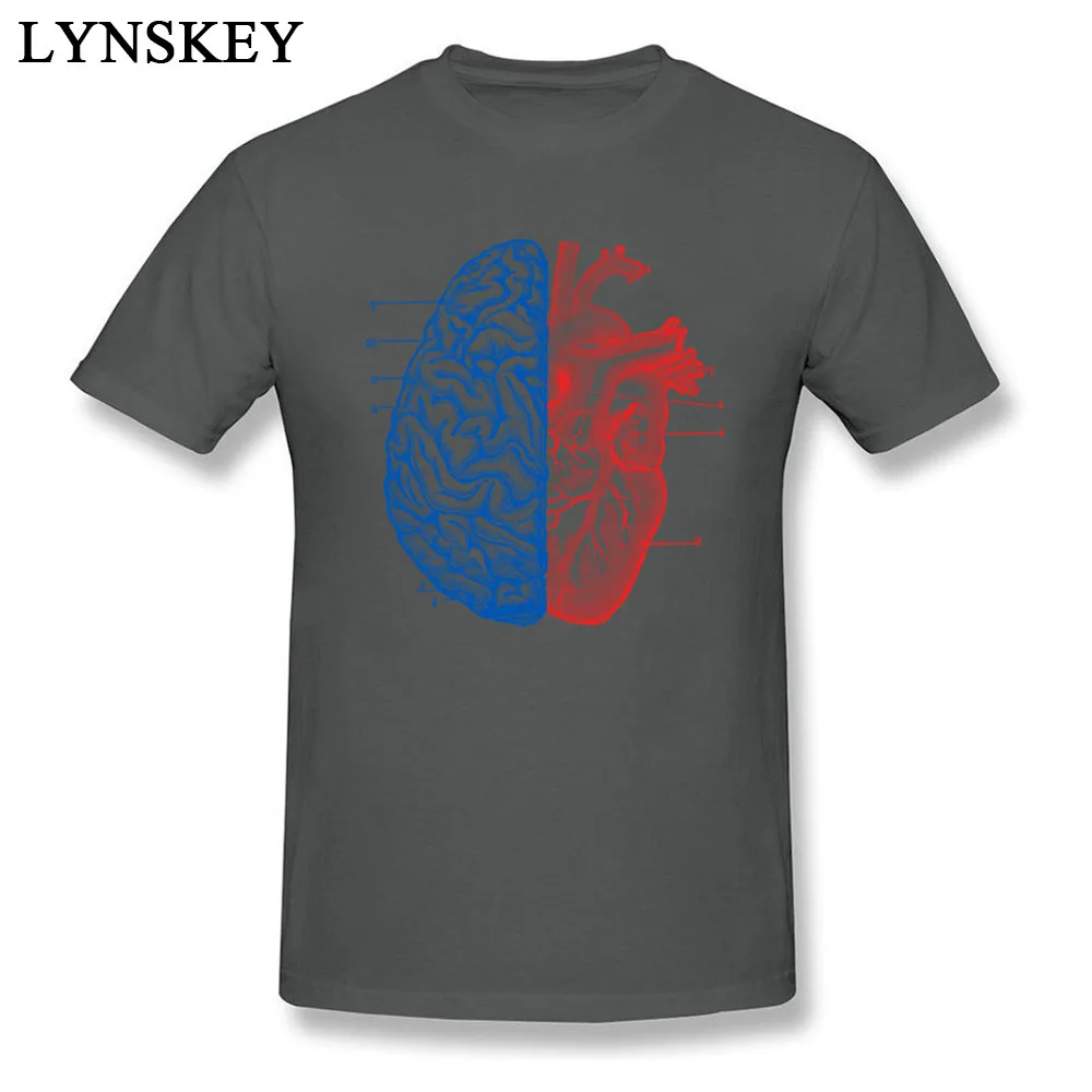 Novelty Design Heart And Brain T-shirt Men Casual Style Cotton Tops Tee Shirts Unfading Printing Clothing