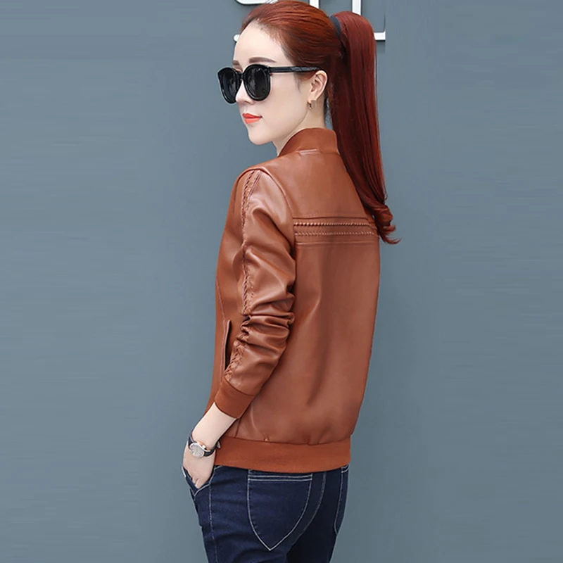 2018 New Design Loose PU Faux Leather Jacket Women Classic Moto Biker Jacket Autumn Ladies Coat Plus Size Outerwear FP1414