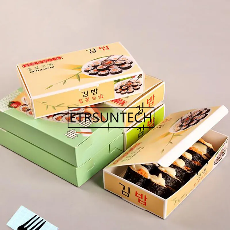 300pcs Sushi Box Disposable Gimbap Paper Packing Box For Restaurant Shop Food Wrapping Boxes Take-out Container