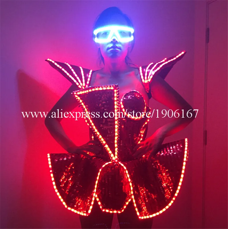 LED Lady Sexy Clothing Luminous Flashing Women Dress Costumes Suits Party Dance Accessories Event Party Supplies