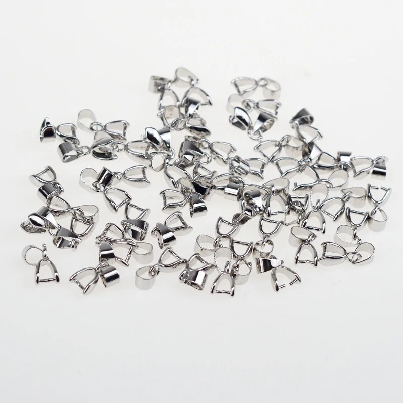 10pcs Silver Plated Pendants Clasps Hook Clips Bails Connectors Charm Beads Fittings For Necklace Base Making Jewelry DIY