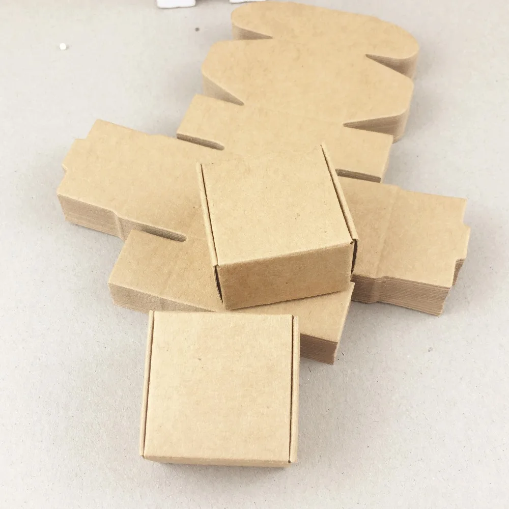 50pcs/lot 4*4*2.5cm Brown Gift Packaging Kraft Paper Box For Jewelry\Wedding\Candy\Crafts\Cake\Handmade Soap Packing boxes