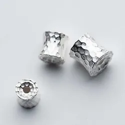 925 Sterling Silver Concave Bucket Beads 9mm 11mm 12.5mm Handmade Barrel Spacer Beads DIY Jewelry Making Women Men Bracelets