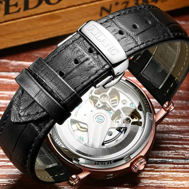 AILANG top luxury brand men\'s automatic watch quality business waterproof expensive double tourbillon mechanical watches fashion