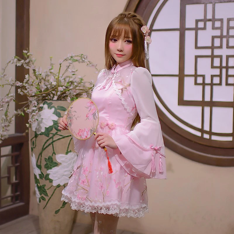 Princess sweet lolita dress Candy rain original 2016 new spring wind of the modified  gauze chiffon dress, cheongsam C16AB6014