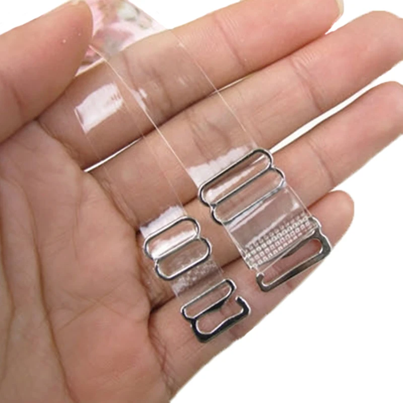 1cm 1.5cm 1.8cm Women Elastic Clear Bra Straps Metal Buckle Transparent Bra Strap Backless Bra Extender Woman Accesoires