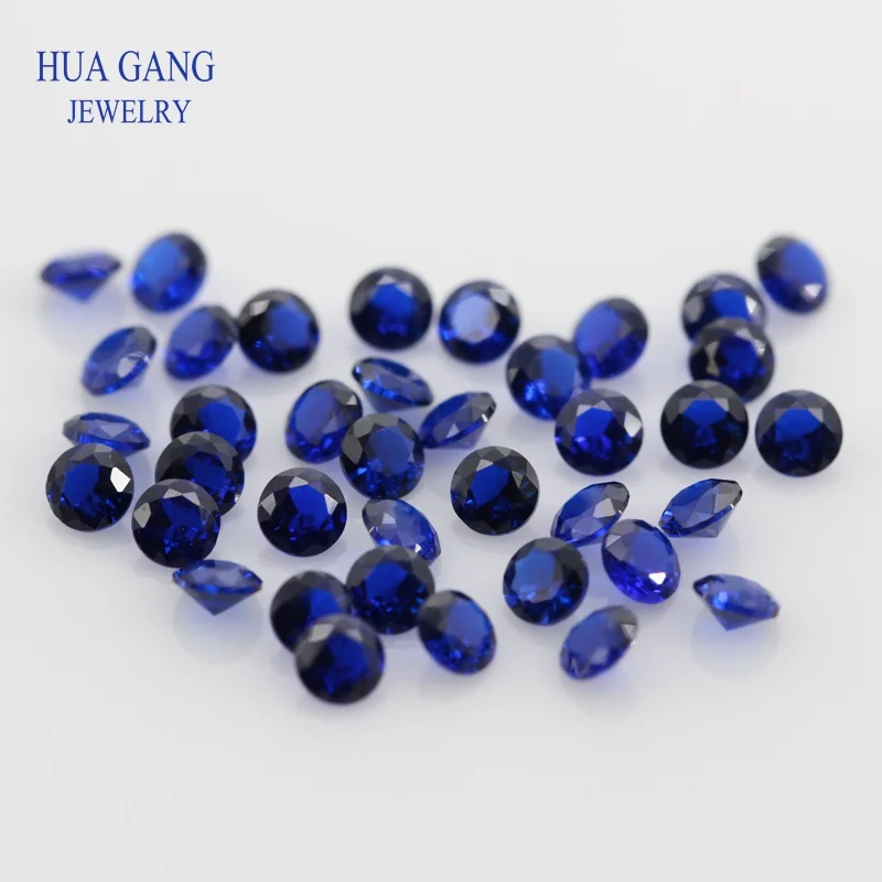 114# High Quality Synthetic Spinel Stone Size 0.8-10mm Color Deep Blue Wholesale Round Brilliant Cut Gems For Jewelry