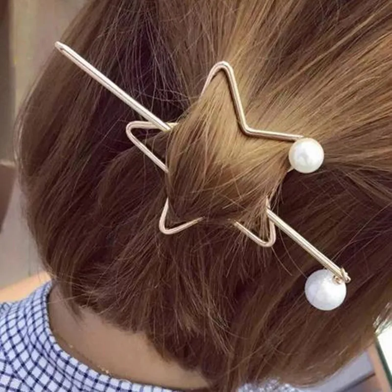 Hot Sales New Style Women\'s Simple Elegant Metal Geometric Round Triangle Moon Hairpin Hair Clip