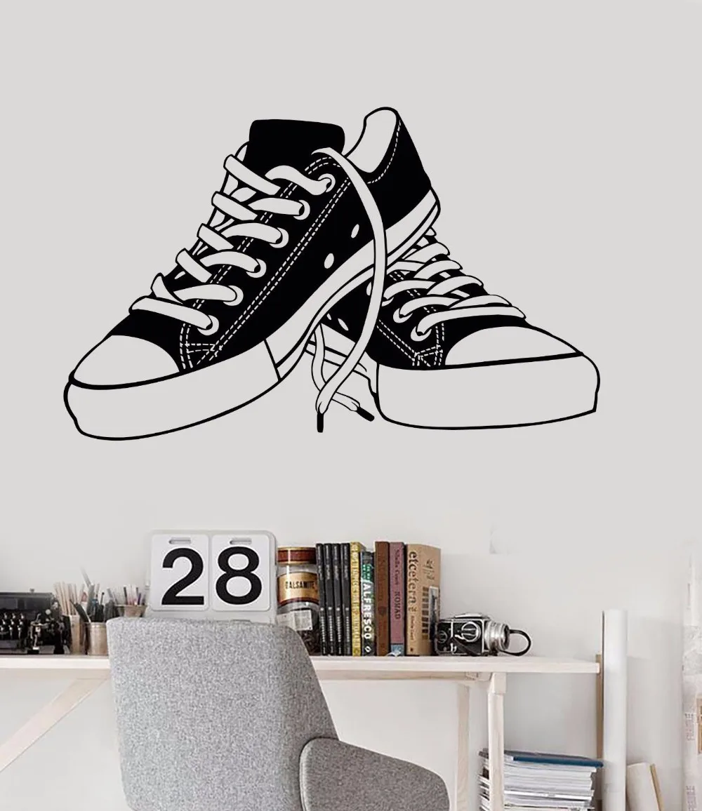 Baby Nursery Wall Sticker Sneakers Wall Decal Kids Room DIY Removable Shoes Shop Window Decoration Children Room Decors ZB270