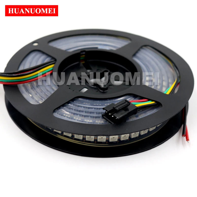 5V 144LEDs/m APA107 Digital RGB Flexible LED Strip 5050 SMD Pixel Flexible TV Light,2M/Roll,Black PCB,Waterproof IP67