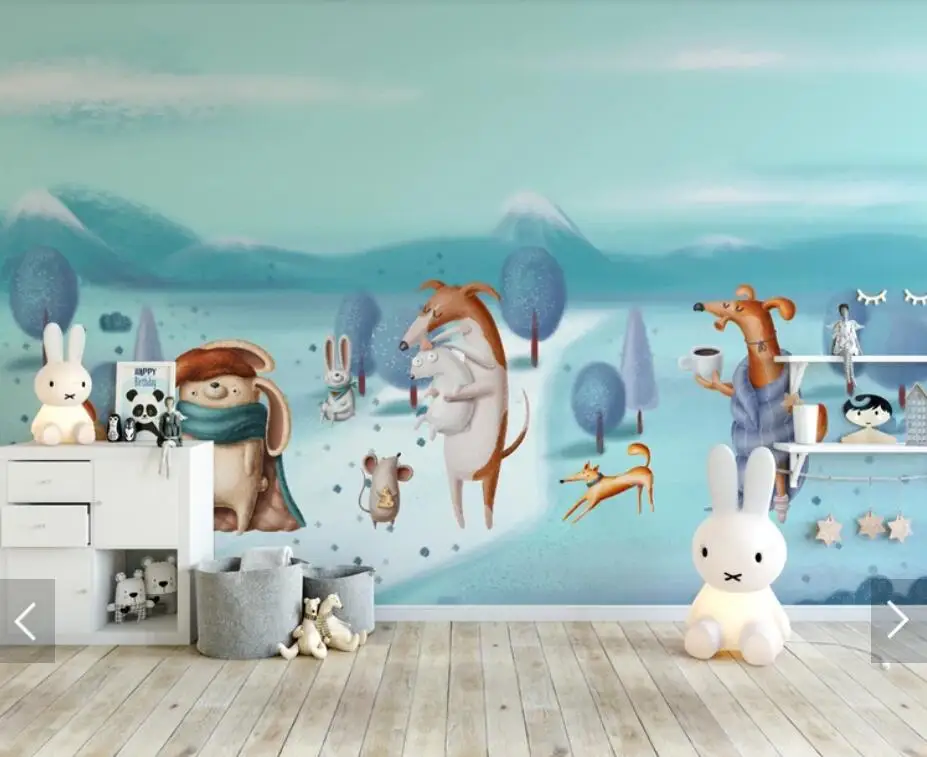 

Carton Dog Kids Bedroom Wallpaper 3D Mural for Living Room Contact Paper HD Papers Roll Hand Painting Murals