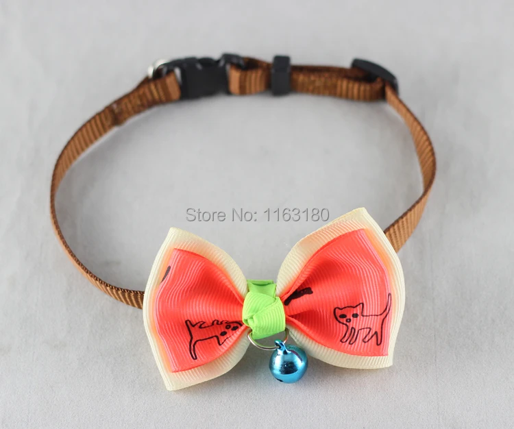 100 pcs/lot NEW POLYESTER DOG PUPPY CAT BOW TIE NECKTIE CUTE BOWKNOT PET COLLARS WITH BELLS