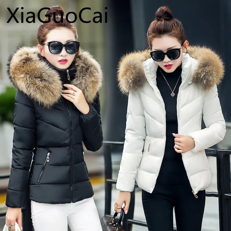 

Cotton Padded Women's Coats Fur Plush Warm Female Zippers Full Long Female Overcoats Standard Slim Coats