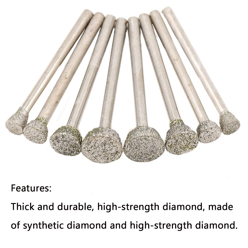 4pcs 5-10mm Diamond Grinding Head Grind Inverted Trapezoid Burrs Metal Stone Jade Engraving Carving Peeled Tools E Needle DaoTC