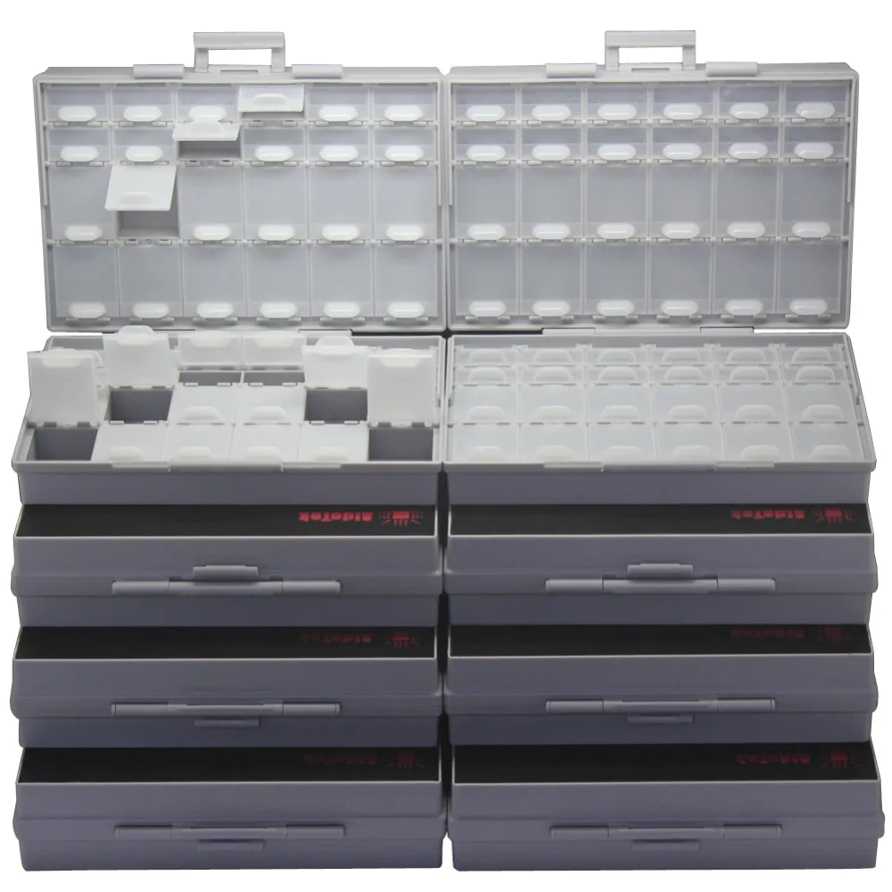 

AideTek Box Organizer Craft Beads Storage lids empty enclosure SMD SMT organizer surface mount plastic toolbox white 8BOXALL48