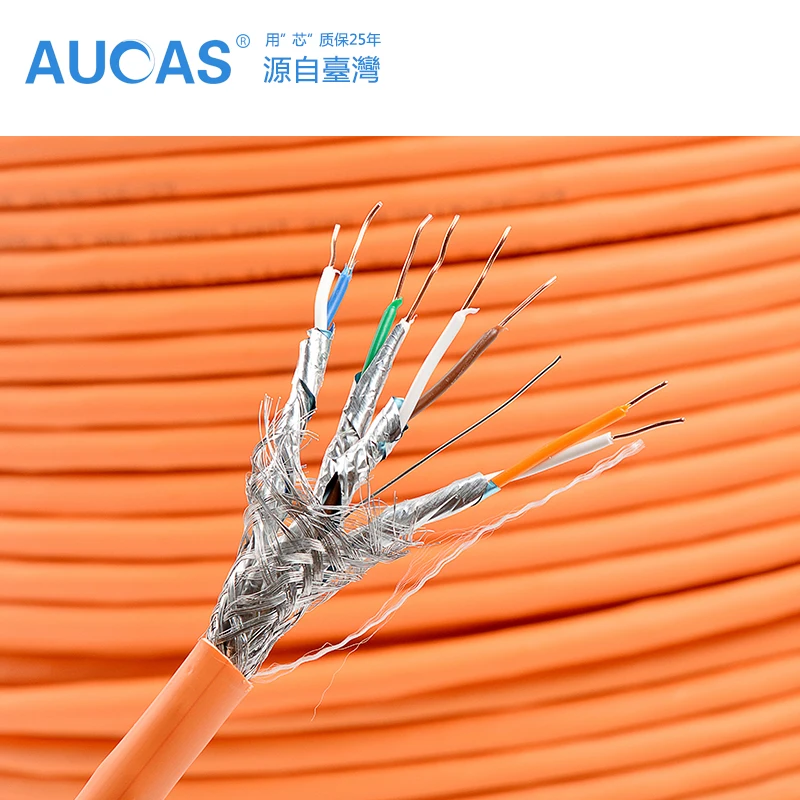 AUCAS Lan Cable Cat7 SFTP RJ45 Network  Shielded Cables 305M Length  Per Roll Copper Wires