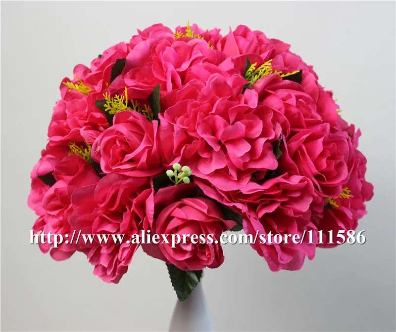 SPR -plum 10pcs/lot wedding road lead artificial wedding table rose flower wall center flower ball decoration