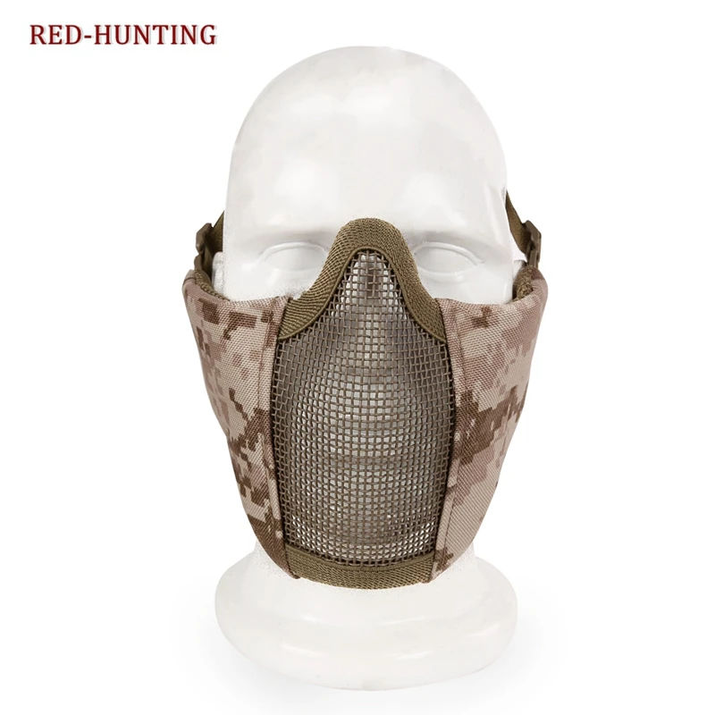 FG AU-Demi-masque facial Airsoft Field Wargame, maille métallique en filet d'acier, militaire, chasse, nouveau