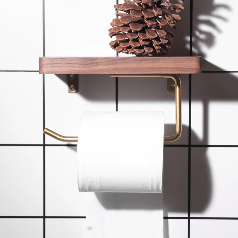 Solid Wood Brass Paper Towel Frame, Creative Nordic Toilet