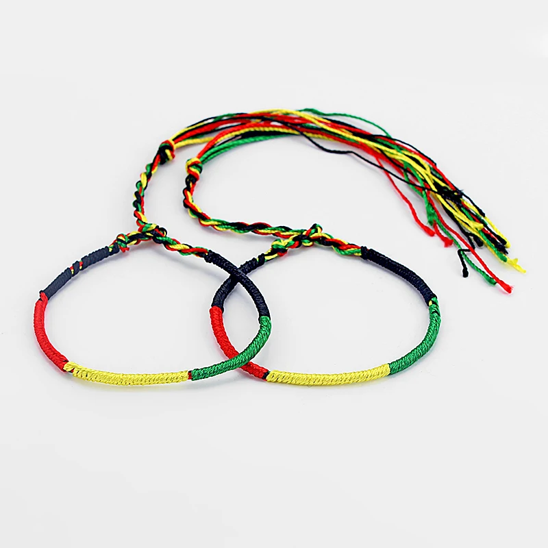 5pcs  Rasta Friendship Bracelet Wristband  Colorful Cotton Silk  Surfer Boho Bangle