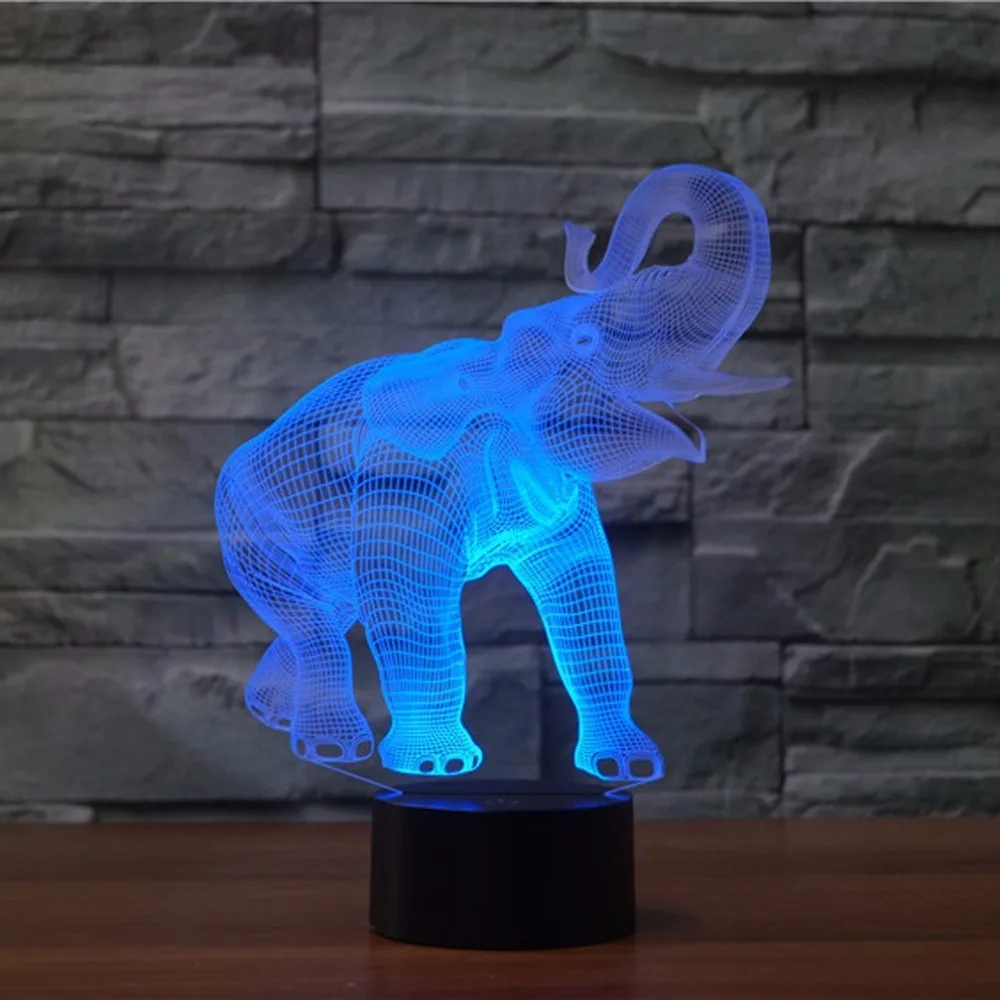 Ephant 7 farbe ändern USB 3d lampe Usb Ladung 3d Nachtlicht Schlafzimmer Luminaria De Mesa Kinder Lichter Lampen