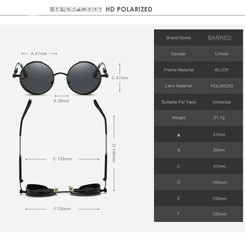 Gafas De Sol polarizadas De Metal para hombre y mujer, lentes De Sol redondas De alta definición, UV400, Vintage, con caja, 2022