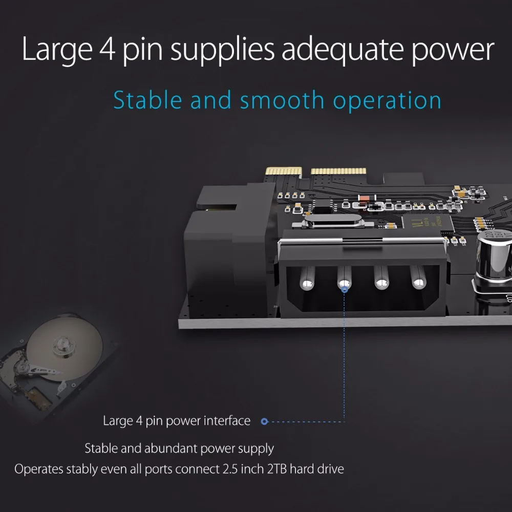 ORICO USB 3.0 PCI-E Expansion Card Adapter PCI-E USB 3.0 HUB Controller Adapter Card with 15Pin Power Supply PCI-E Extender Card