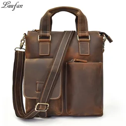 Crazy Horse Leather Shoulder Bag For Man Vintage Genuine Cow Leather Messenger Crossbody Bag Big Capacity Business Work handbag