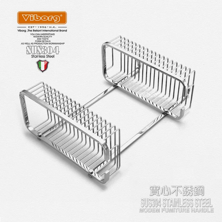 Viborg Solid 304 Stainless Steel Wall Mounted Double Tier Shower Basket Shelf Tidy Rack Caddy Shampoo Holder Storage Organizer