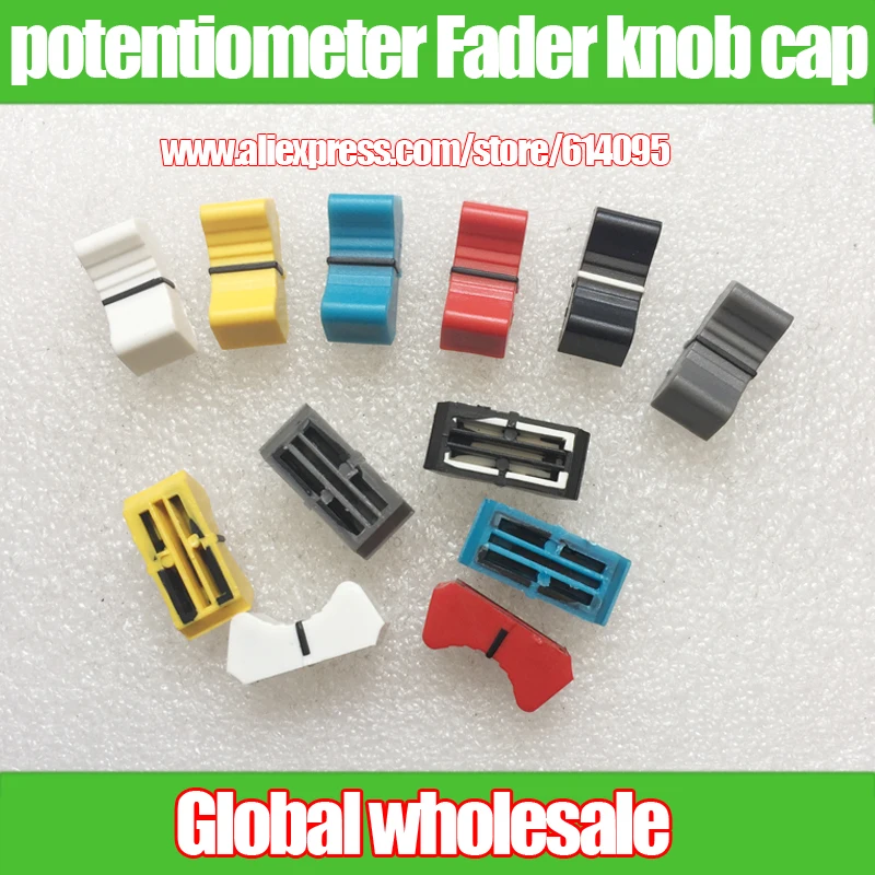 

12pcs For Yamaha Allen & Heath Soundcraft Mixer Fader Knob Cap / Straight Slide Potentiometer Push Button / bore 19mm