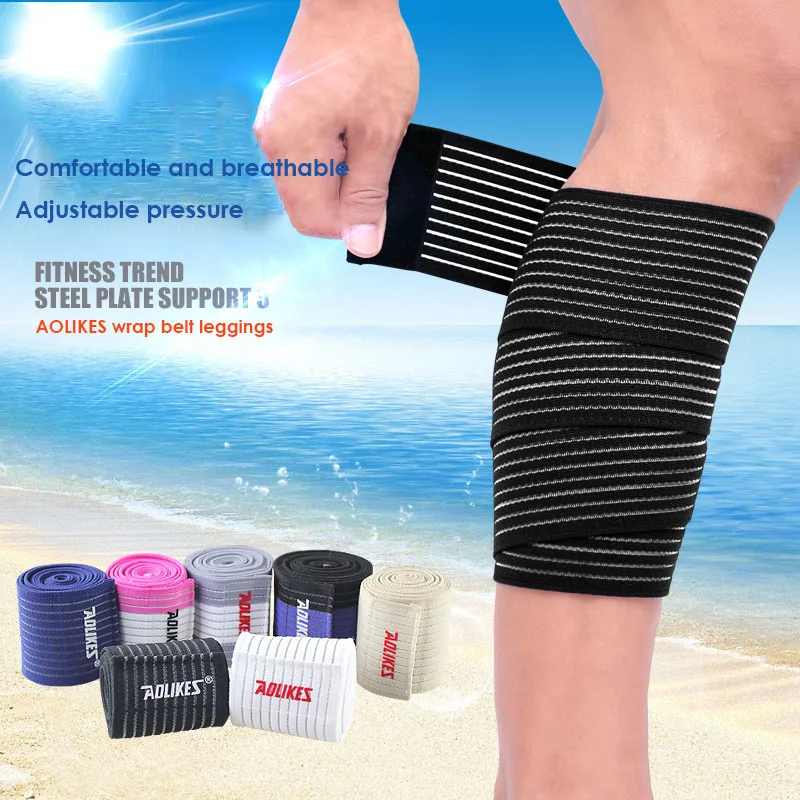 1PCS 90*7.5cm Powerlifting Elastic Bandage Leg Compression Calf Knee Support Strap Wraps Band Brace Sports Safety