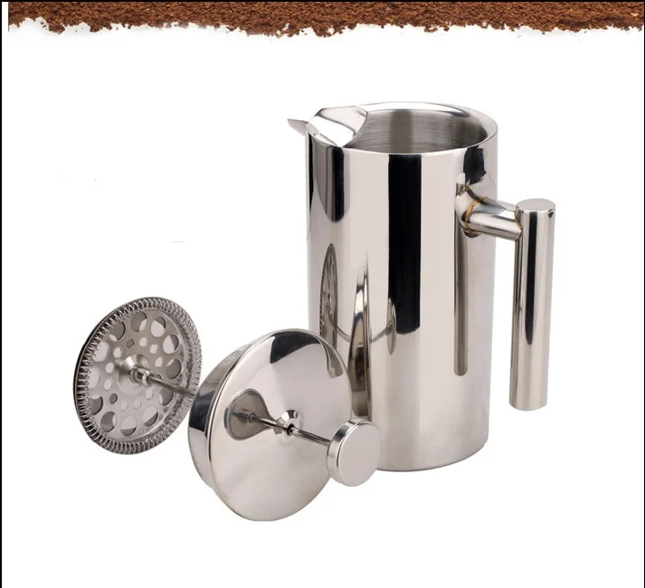 FeiC 1pc 350/750/1000ml stainless steel french press pot filter coffee plunger Anti-scald design