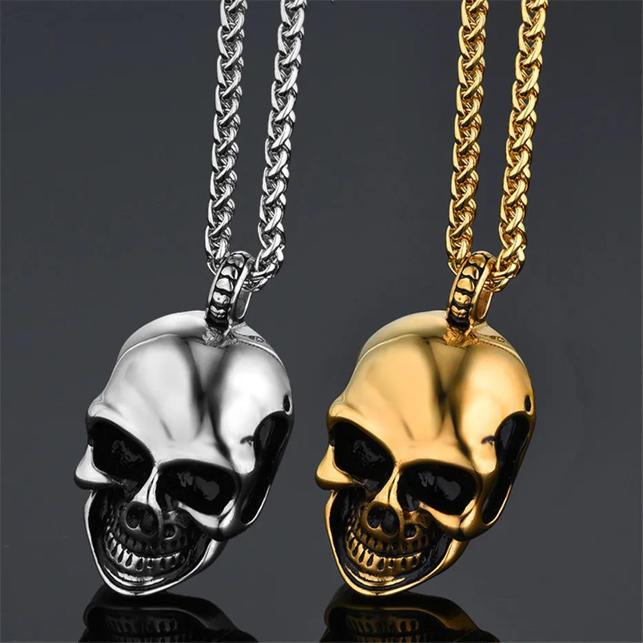 

Punk Stainless Steel Skull & Skeleton Pendant Chain Rock Gothic Necklaces Gold Silver Color Men Jewelry